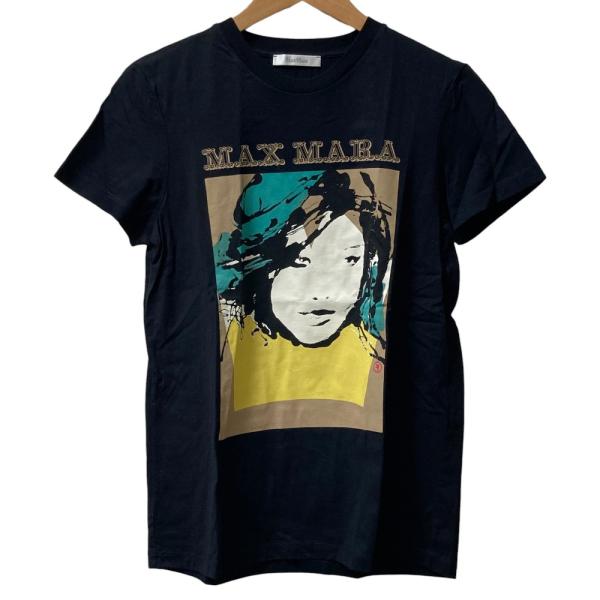 美品 Max Mara マックスマーラ ロゴプリント Tシャツ サイズS ブラック レディース 古着 中古 USED Max Mara（マックスマーラ） 美品 ロゴプリント Tシャツ サイズS