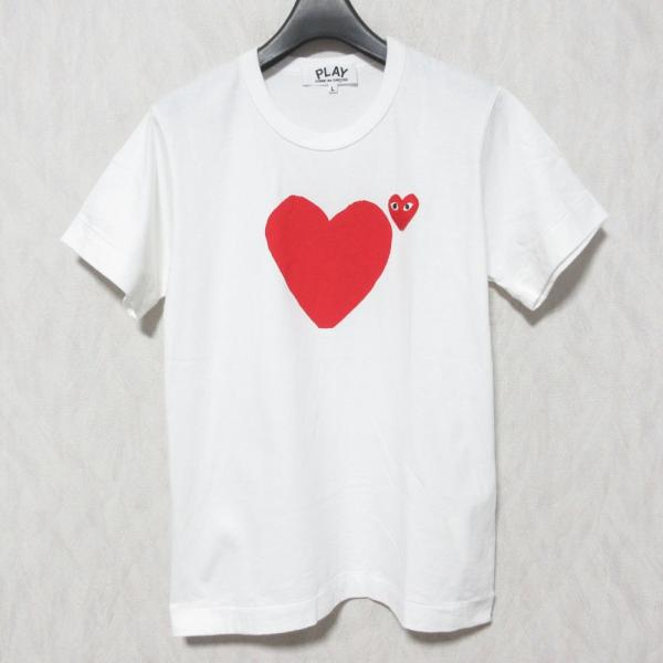 美品 PLAY COMME des GARCONS プレイコムデギャルソン レッドバックロゴハートTシャツ 半袖 カットソー AZ-T221 L ホワイト レディース 古着 中古 USED PLAY COMME des GARCONS 美品 プレイコムデギャルソン レッドバック