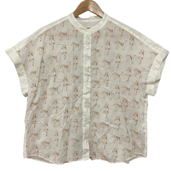 Parks 美品 Parkes パークス フレンチスリーブ スタンドカラー 猫柄 