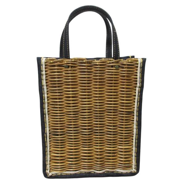 美品 エバゴス カゴバッグ カゴ 編み込み ブラウン レディース ハンドバッグ 美品 eb.a.gos エバゴス 防水キャンバス×紅籐 かごバッグ ハンドバッグ