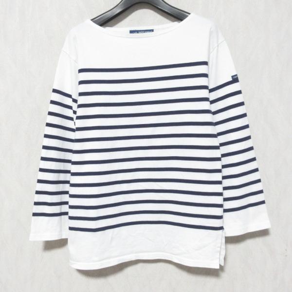 良品 SAINT JAMES セントジェームス バスクシャツ カットソー サイズXS ホワイト レディース 古着 中古