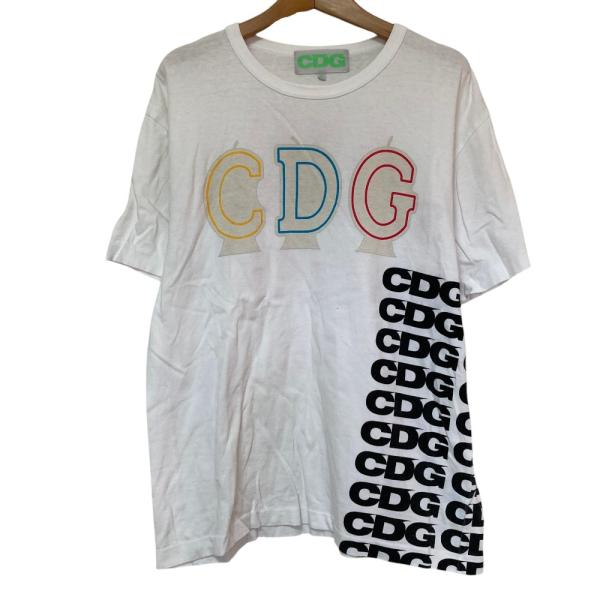 美品 COMME des GARCONS CDG コムデギャルソン アンチソーシャルソーシャルクラブ ロゴプリント カットソー Tシャツ XS ホワイト メンズ 古着 中古