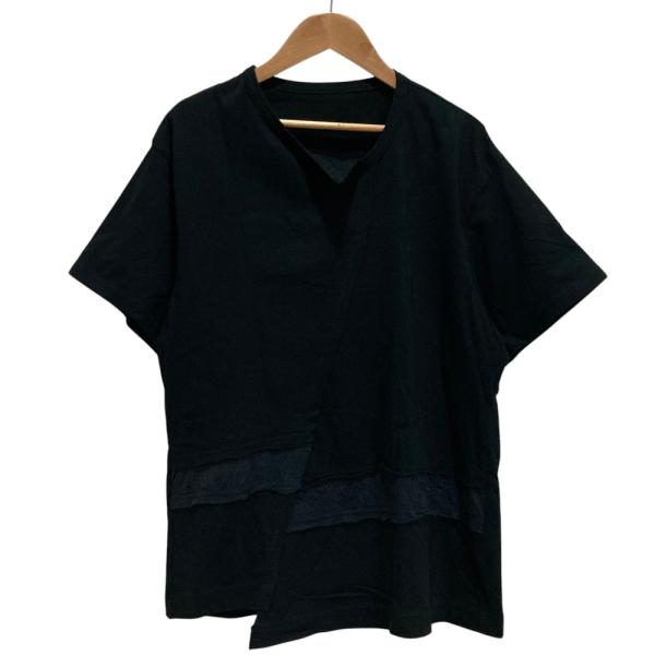 良品 Ground Y Yohji Yamamoto グラウンドワイ ヨウジヤマモト 天竺コンビネーションTシャツ GW-T24-040 サイズ1 ブラック レディース 古着 中古