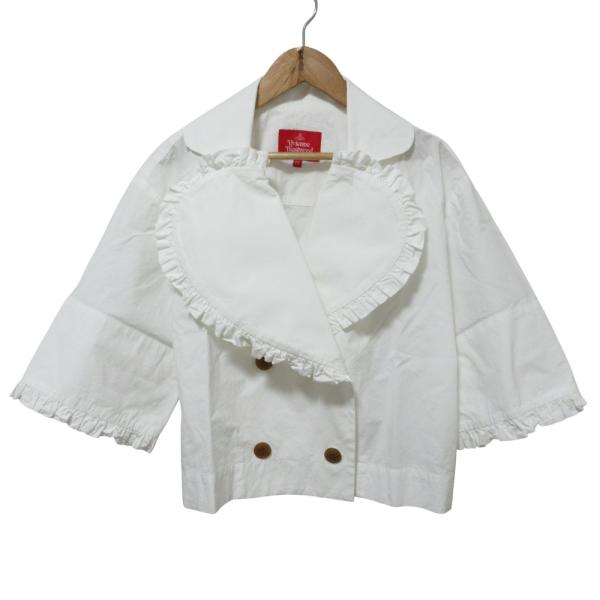 良品 Vivienne Westwood RED LABEL ヴィヴィアンウエストウッド レッドレーベル ラブフリルシャツ ジャケット サイズ00 ホワイト レディース 古着 中古