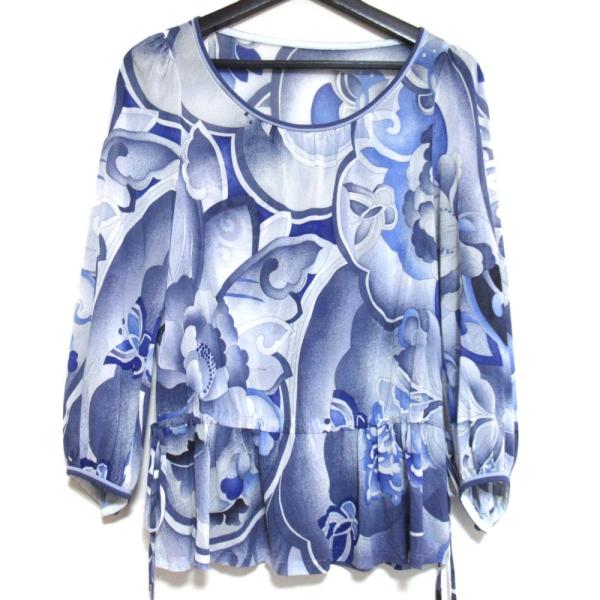 レオナール　カンカン素材　花柄カシュクールブラウス　シアー　透け感　カーディガン レオナール カンカン素材 花柄カシュクールブラウス シアー 透け