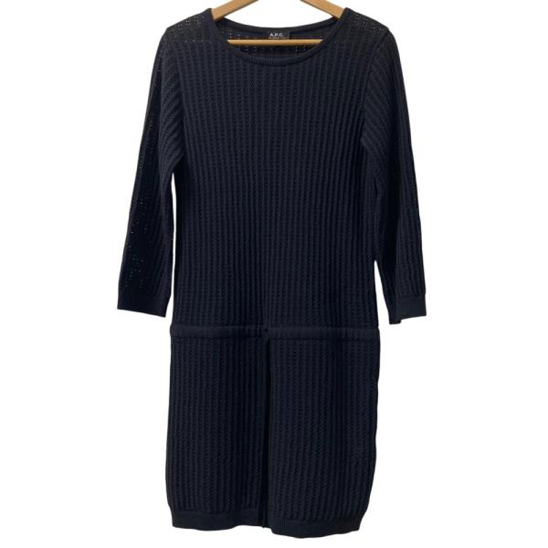 A.P.C.（アーペーセー） 新品同様 リネンブレンド 長袖 ひざ丈 透かし