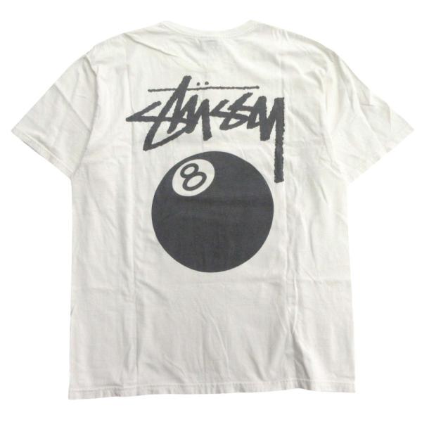 stüssy 8ボールロゴ ポロシャツ ホワイト　L STUSSY ステューシー Tシャツ 半袖 エイトボール 8ボール ワン
