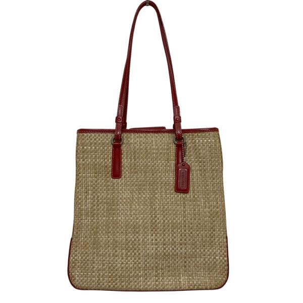 COACH（コーチ） 良品 レザー×ラフィア トートバッグ 8157 ベージュ