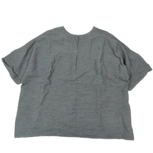 美品 24aw plantation プランテーション コットン Tシャツ 半袖 チェック柄 ボタン トップス カットソー M グリーン レディース 古着 中古 USED Plantation（プランテーション） 美品 24aw plantation コットン T