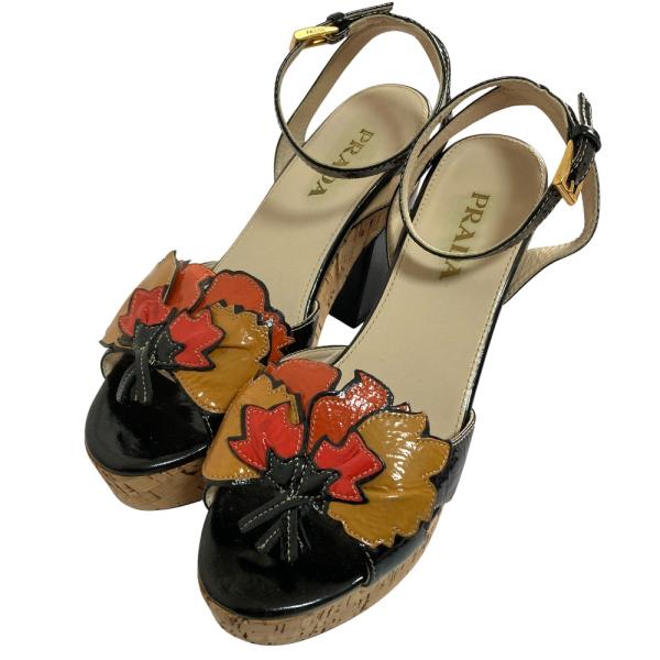 PRADA プラダ フラワーモチーフ サンダル ヒール　サイズ38　24cm kigaeru_171862046007