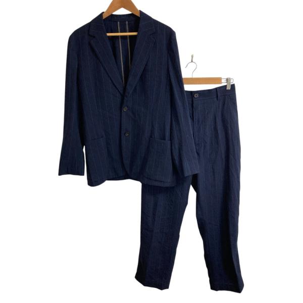 美品 25SS Paul Smith ポールスミス ピンストライプ シアサッカー テーラードジャケット イージースラックスパンツ スーツ ネイビー メンズ 古着 中古 USED Paul Smith（ポール・スミス） 美品 25SS Paul Smith ピンストライプ