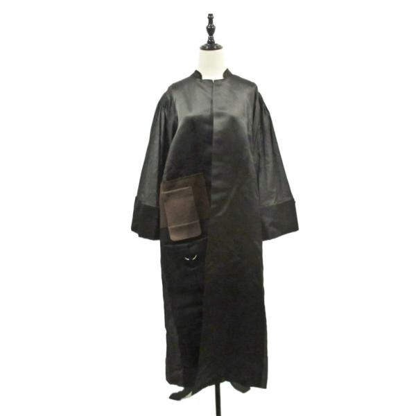 未使用 21AW Maison Margiela 1 メゾンマルジェラ コーティング加工 ドッキング ツイル ロング ノーカラーコート サイズ36 ブラック レディース 古着 中古 USED Maison Margiela 未使用 21AW 1 メゾンマルジェラ コーティング