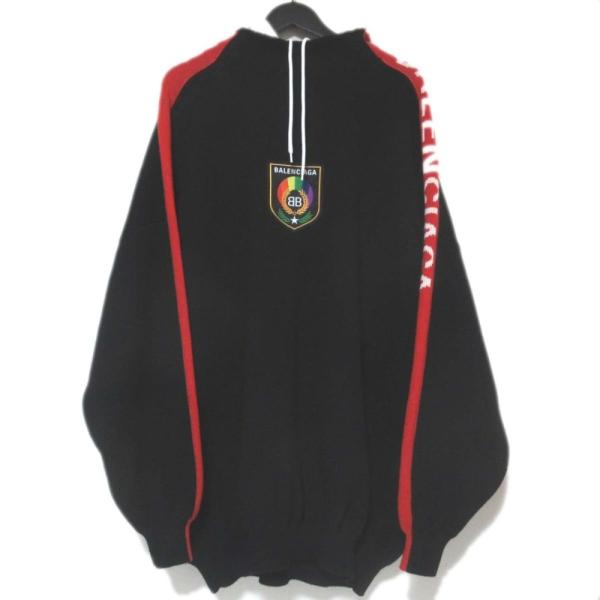 BALENCIAGAスウェット レッド ビッグロゴ タトゥースリーブ 男女兼用M New: Zip-Up Hoodie with tattoo graphics in Red from Balenciaga