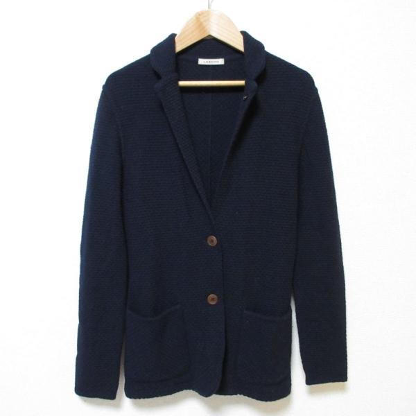 美品 ラルディーニ 編込 アルパカ ニットテーラードジャケット ブートニエール黒 kigaeru_200147036009