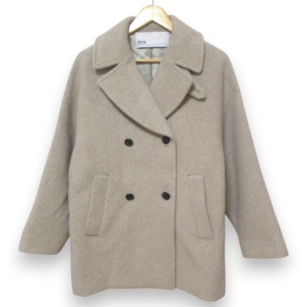 TICCA ダブルブレスト ピーコート/TBDA-232 グレー TICCA 美品 24AW ティッカ ウール100％ ソフトメルトン Pコート
