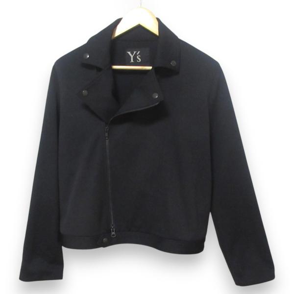 Y's - 美品 Y's Yohji Yamamoto ワイズ ヨウジヤマモト ストレッチ ダブル ライダースジャケット YU-T16-569 サイズ2 ブラック レディース 古着 中古 USED kigaeru_23903208025