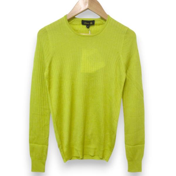 Drawer - 未使用 DRAWER ドゥロワー 18G カシミヤシルク クルーネック 長袖 リブニット セーター カットソー 6513-106-0984 サイズ1 イエロー レディース 古着 中古 USED DRAWER 未使用 ドゥロワー 18G カシミヤシルク クルーネック