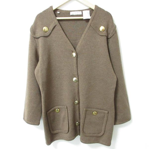 GIVENCHY - GIVENCHY ジバンシィ カシミアブレンド 金釦 Vネック ニット ジャケット カーディガン 40 ブラウン レディース 古着 中古 USED GIVENCHY ジバンシィ カシミアブレンド 金釦 Vネック ニット