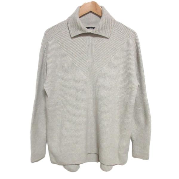 Theory セオリー　ニットOLIBIA/MOVING RIB PO　ベージュ theory 美品 21AW セオリー OLIBIA MOVING RIB PO カシミア×シルク