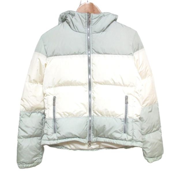 PRADA - 良品 PRADA SPORT プラダスポーツ ナイロン フーデッド ダウンジャケット 40 ミント ホワイト レディース 古着 中古 USED 良品 PRADA SPORT プラダスポーツ ナイロン フーデッド ダウン