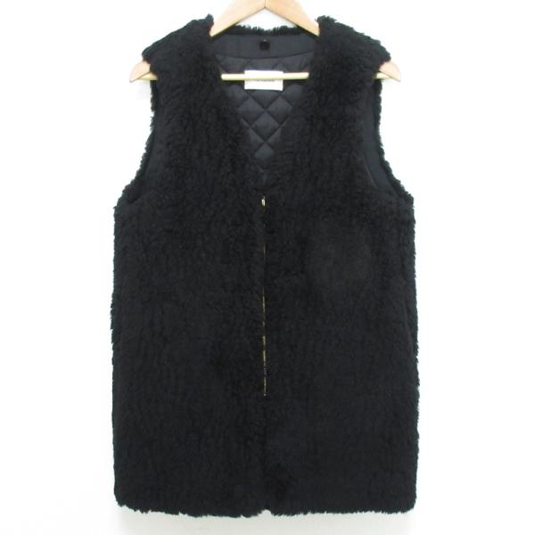 THE RERACS - 美品 21AW THE RERACS ザリラクス フルジップ ウールボアベスト サイズF ブラック レディース 古着 中古 USED THE RERACS（ザ リラクス） 美品 21AW THE RERACS フルジップ ウール