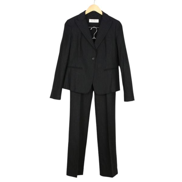 美品♡マックスマーラ セットアップ シルク混 黒 白タグ 38/40 テーラード Max Mara（マックスマーラ） 美品 ストライプ テーラードジャケット
