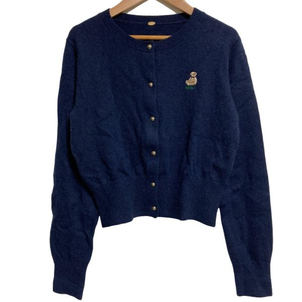 美品 バーバリーロンドン ウールカーディガン L ネイビー 刺繍ロゴ 日本製 美品 バーバリーロンドン ウールカーディガン L ネイビー 刺繍ロゴ