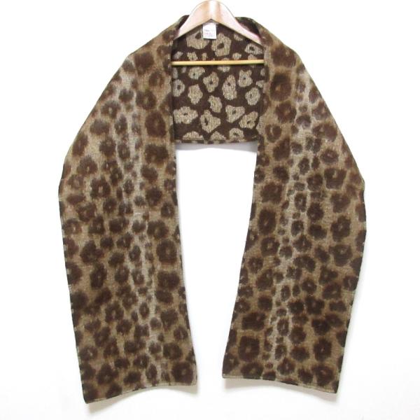 CELINE セリーヌ フィービー期 レオパード　ジャガードニット マフラー CELINE（セリーヌ） 美品 フィービー期 モヘアブレンド レオパード