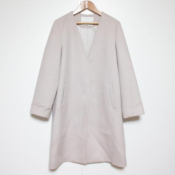 ANAYI（アナイ） 良品 ノーカラーコート 38 ピンクベージュ レディース