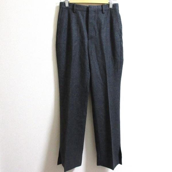 美品 COUTURE D’ADAM クチュールドアダム グレンチェック ウール パンツ スラックス サイズ38 グレー レディース 古着 中古