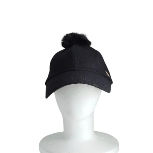 アシーナニューヨーク　ファー付き　ウールハット　ブラック ATHENA NEW YORK＜アシーナ ニューヨーク＞フェイクファー付き