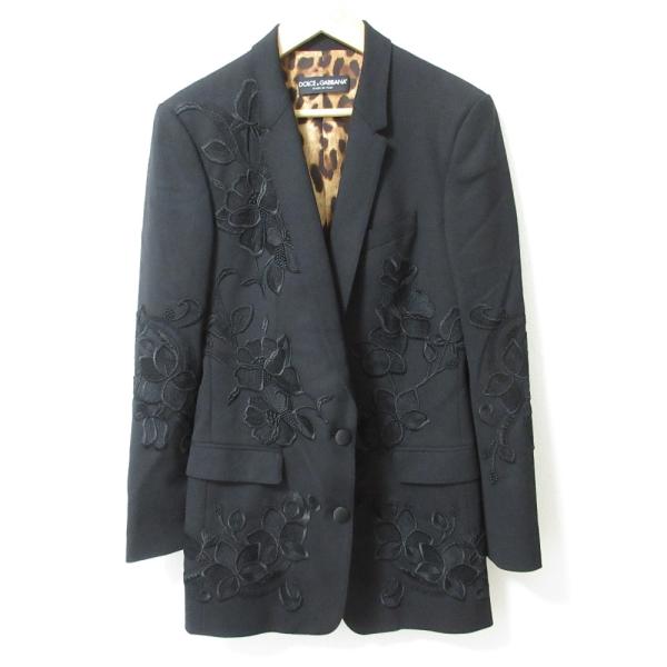 ドルチェ&ガッバーナ テーラードジャケット黒42 美品 DOLCE&GABBANA（ドルチェ & ガッバーナ） 美品 レオパードライナー