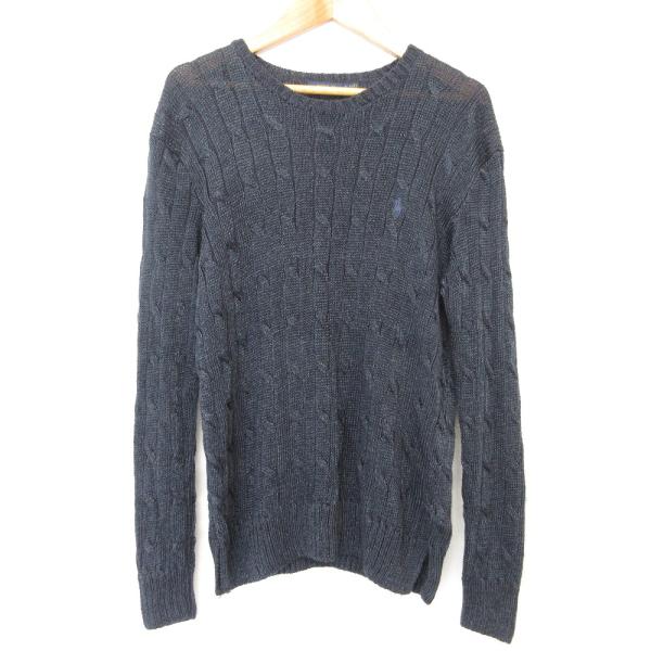 美品　ポロバイラルフローレン　ウールクルーネックセーター　厚手　ポニー刺繍 美品 ポロバイラルフローレン ウールクルーネックセーター 厚手