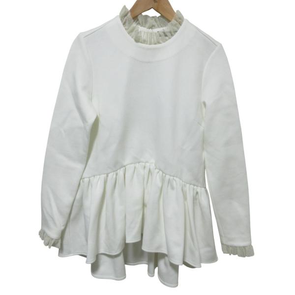 良品 22AW TSURU By MARIKO OIKAWA ツルバイマリコオイカワ Queenie ペプラム ブラウス 長袖カットソー BL-2229240 F ホワイト レディース 古着 中古 USED TSURU by Mariko Oikawa（ツルバイマリコオイカワ） 良品 22AW TSURU