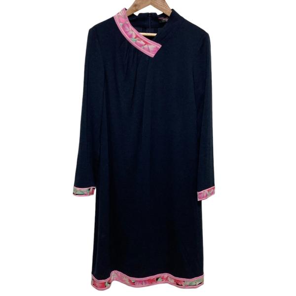 LEONARD（レオナール） 美品 フラワープリントパイピング ウール