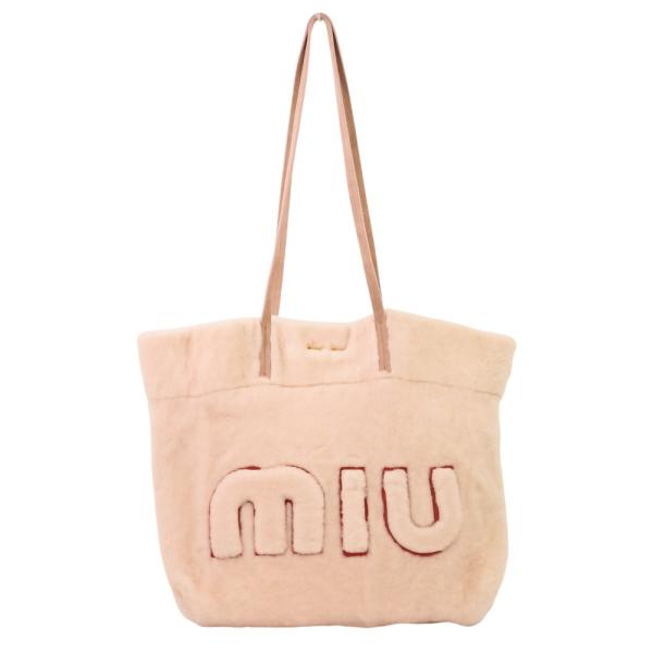 miu miu（ミュウミュウ） シープファー ムートン トートバッグ ピンク