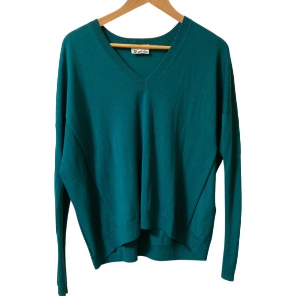 良品 Acne Studios アクネストゥディオズ Vネック ニット カットソー セーター サイズXS グリーン レディース 古着 中古 USED Acne Studios（アクネ ストゥディオズ） 良品 Vネック ニット