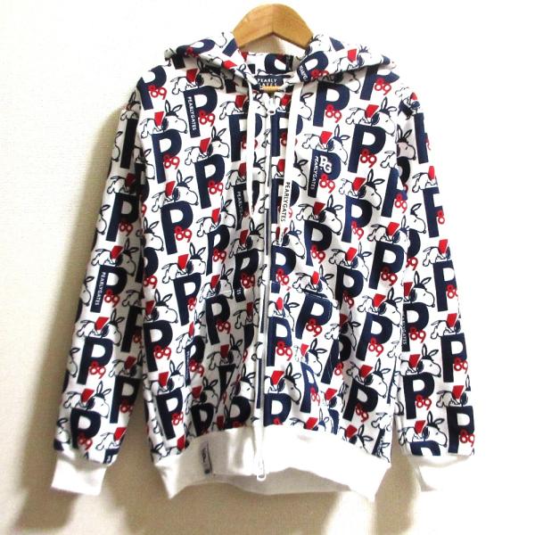 PEARLY GATES カシミヤ ジップパーカー サイズ2 [C1056] PEARLY GATES（パーリーゲイツ） 新品同様 PEANUTS 裏起毛 ジップ