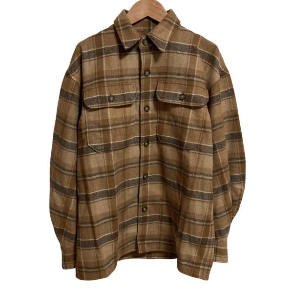 未使用 23AW POLO by RALPH LAUREN ポロバイラルフローレン ベルテッド ウール ツイル シャツ サイズ4 ブラウン レディース 古着 中古 USED kigaeru_246272003015