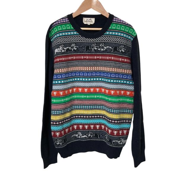 HERMES（エルメス） 美品 カシミヤブレンド 乗馬ボーダー柄 ニット