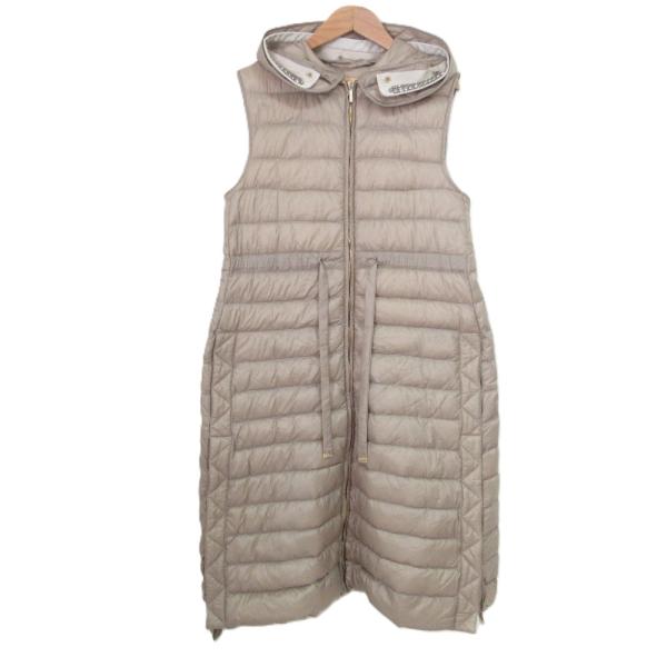S MaxMara ベージュ ロングダウンベスト リバーシブル ジレ　ビジュー Max Mara（マックスマーラ） 良品 THE CUBE ダウンロングベスト ジレ