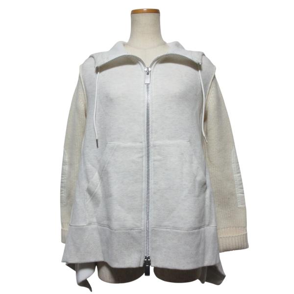 サカイ Sponge Sweat Hoodie ニット ドッキング パーカー sacai（サカイ） 美品 Sponge Sweat Hoodie ニット ドッキング