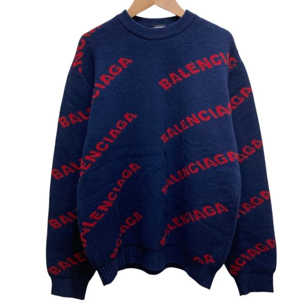 【美品正規品】BALENCIAGA バレンシアガ ロゴジャガードニット BALENCIAGA（バレンシアガ） 美品 ロゴジャガード ニットセーター S