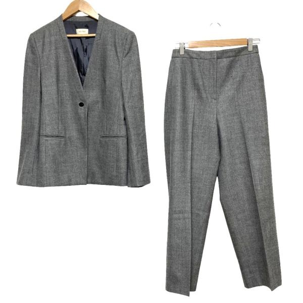 美品 23AW DES PRES デプレ フランネルウールストレッチ ノーカラージャケット セミワイドパンツ サイズ36・34 グレー レディース 古着 中古 USED DES PRES（デプレ） 美品 23AW DES PRES フランネルウールストレッチ
