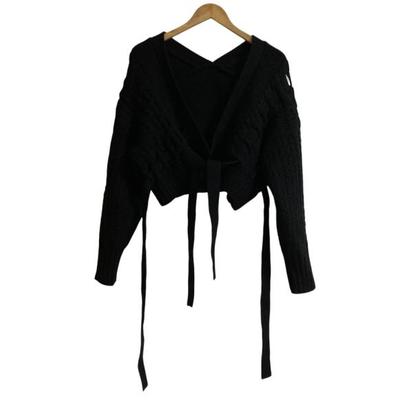 美品 22AW SNIDEL スナイデル  ウール ニット カーディガン フリーサイズ ブラック レディース 古着 中古