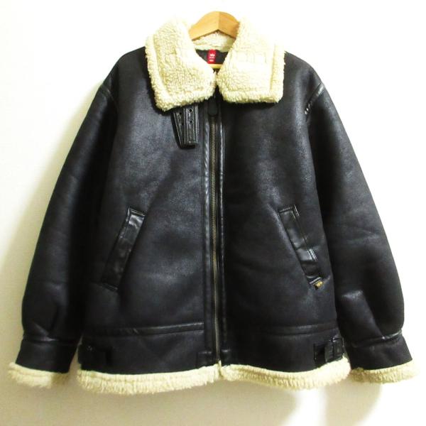 良品 ALPHA INDUSTRIES アルファ インダストリーズ フェイクムートン B-3 フライトジャケット TA1510-9075 サイズL ブラック メンズ 古着 中古 USED Alpha Industries（アルファ・インダストリーズ） 良品 アルファ