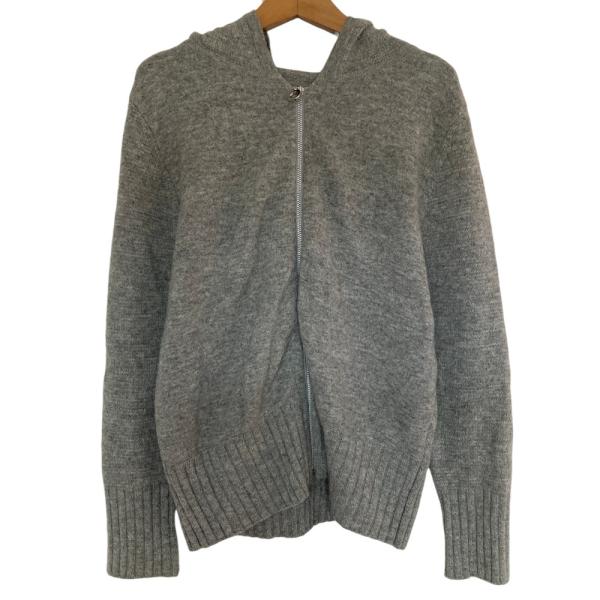 美品 Courreges クレージュ ウール ニット パーカー サイズ40 グレー レディース 古着 中古