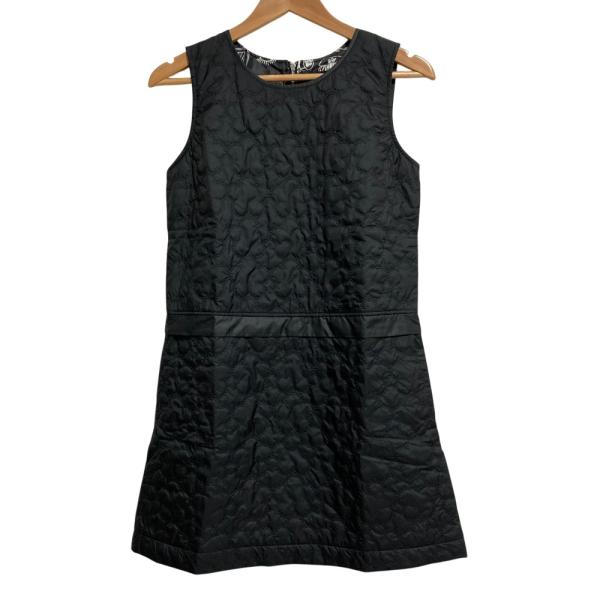 未使用 MARY QUANT マリークヮント ノースリーブ フラワーキルティング ワンピース サイズ38 ブラック レディース 古着 中古