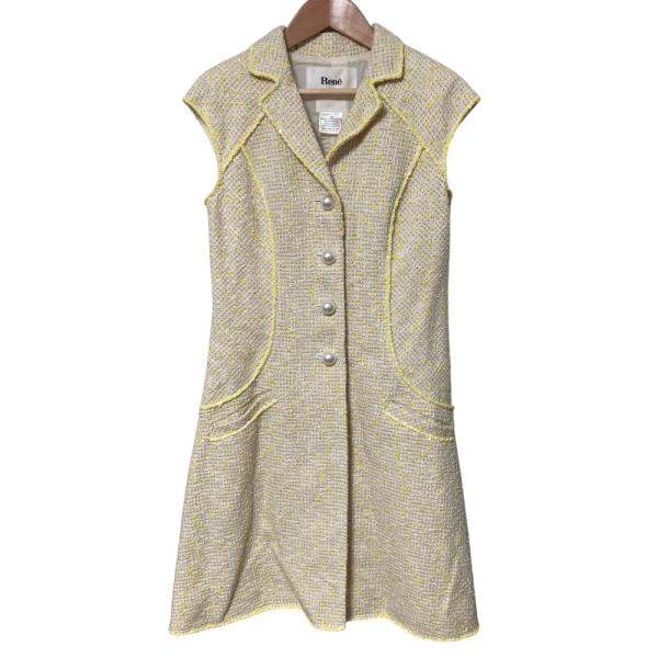 Rene（ルネ） 美品 ツイード ロングジレ サイズ36 イエロー レディース