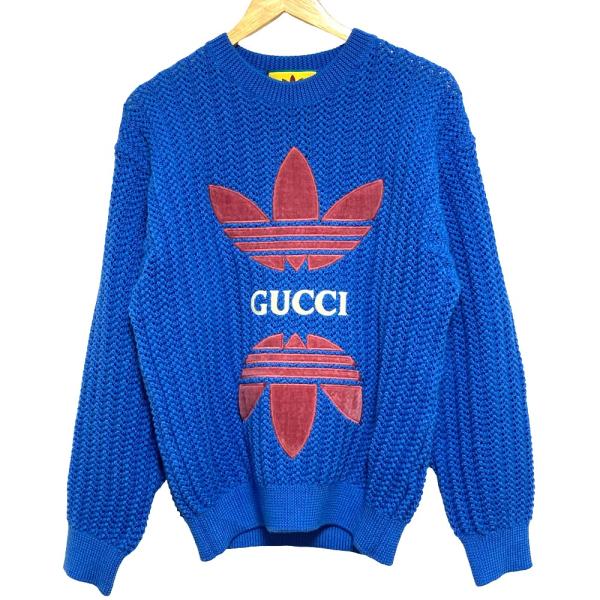【 × GUCCI】グッチ アディダス コラボ スウェット GUCCI（グッチ） 美品 × adidas アディダスコラボ ロゴ刺繍 ニット